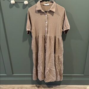 Casual Brown Button-Up Dress